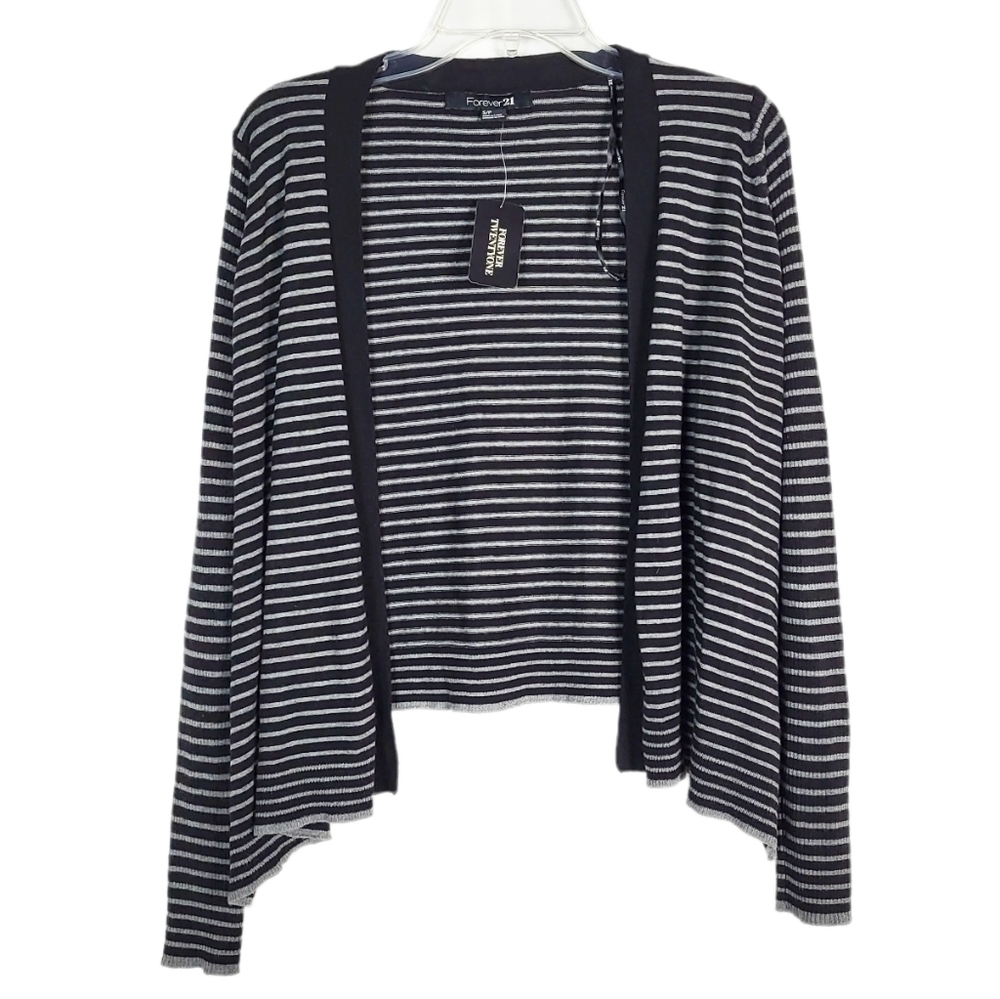 FOREVER 21 striped open front cardigan